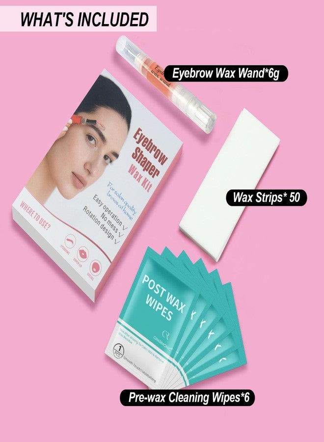 Charmonic Eyebrow Wax Kit, Eyebrow Shaper Pen, Sugar Wax Wand, Facial Hair Removal for Eyebrow, Upper Lip, Cheek, and Moustache at Home with 50 Cotton Strips and 6 Calming Wipes for All Skin Types for Women - Image 2
